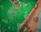 Green-Yellow-Multi Polyester Floral Chinese Brocade Woven Fabric By the Yard